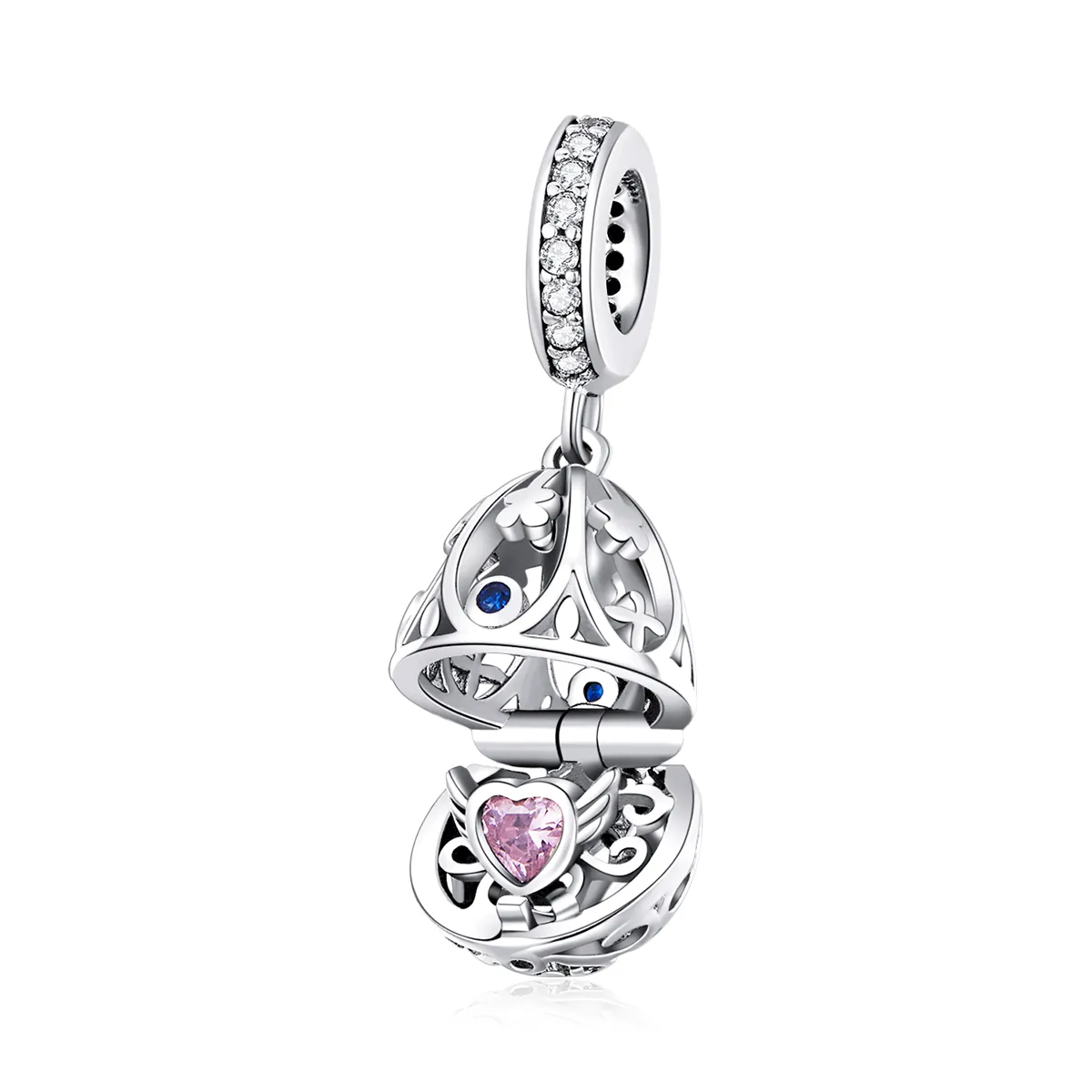 Pandora Style Silver Easter Egg With Treasure Dangle - SCC1465