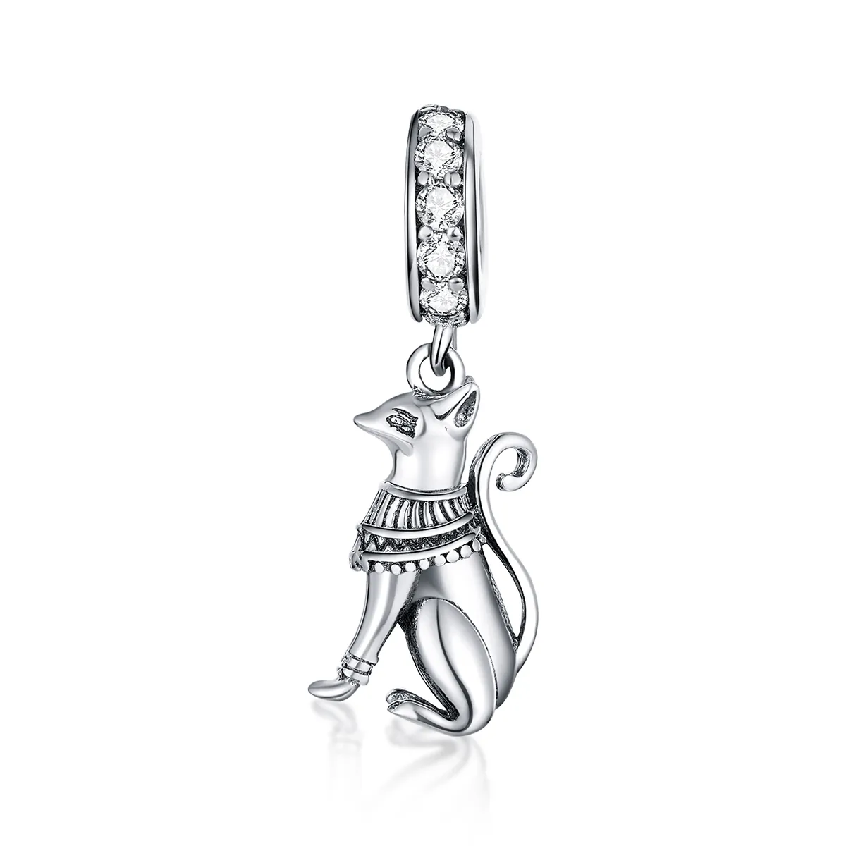 Pandora Style Silver Egyptian Cat Dangle - SCC1505