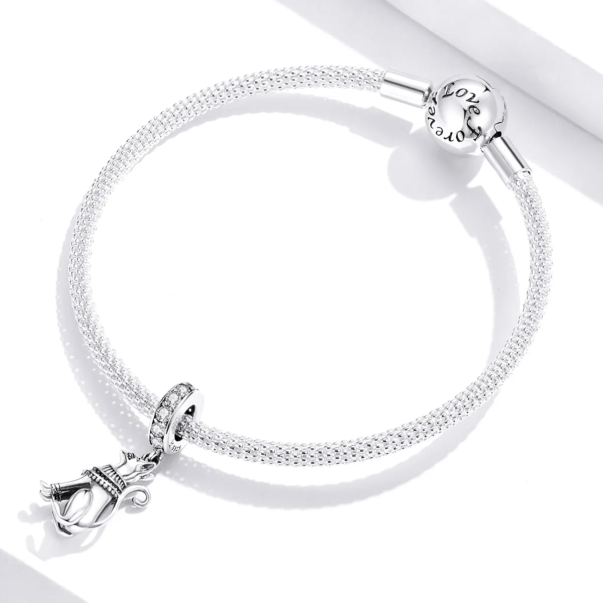 Pandora Style Silver Egyptian Cat Dangle - SCC1505