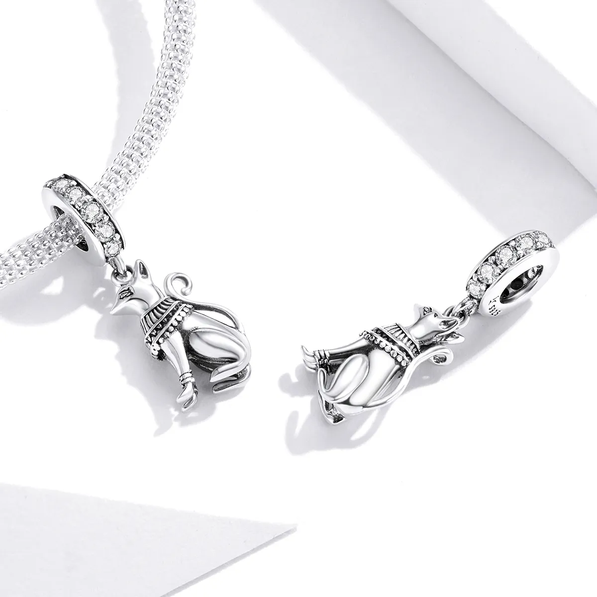 Pandora Style Silver Egyptian Cat Dangle - SCC1505