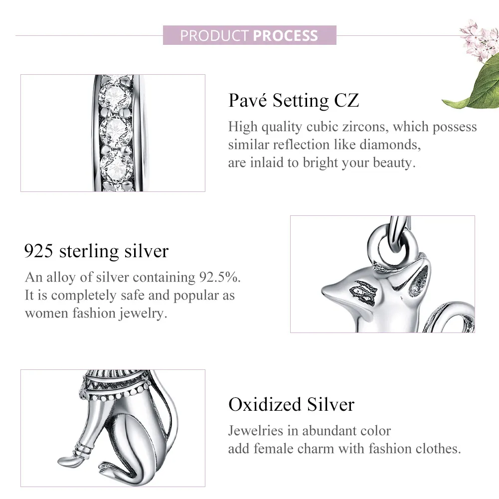 Pandora Style Silver Egyptian Cat Dangle - SCC1505