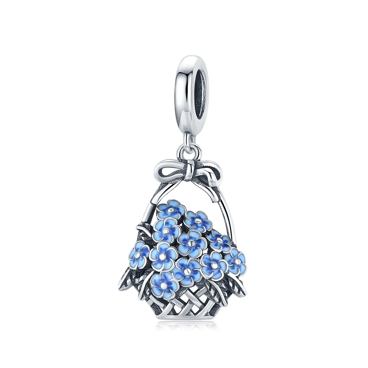 Pandora Style Silver Flower Basket Dangle - SCC1717
