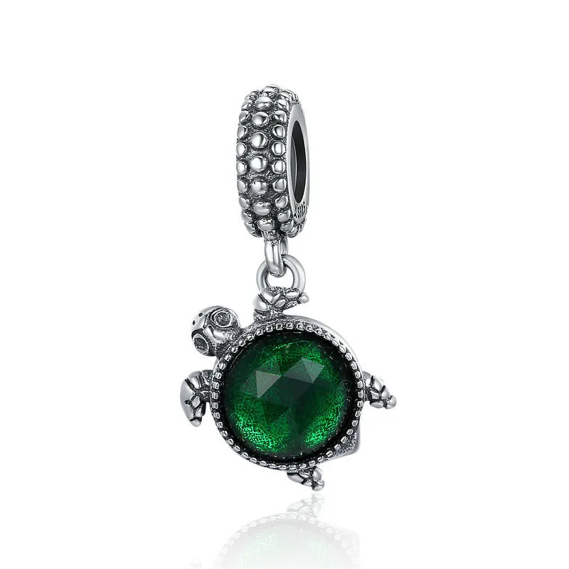 Pandora Style Silver green turtle Dangle - SCC281