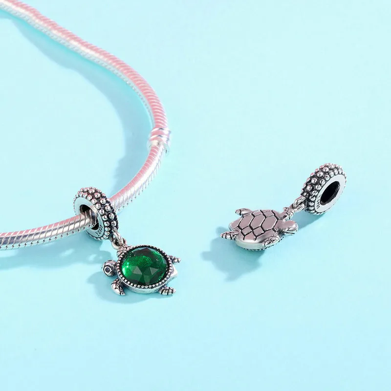 Pandora Style Silver green turtle Dangle - SCC281