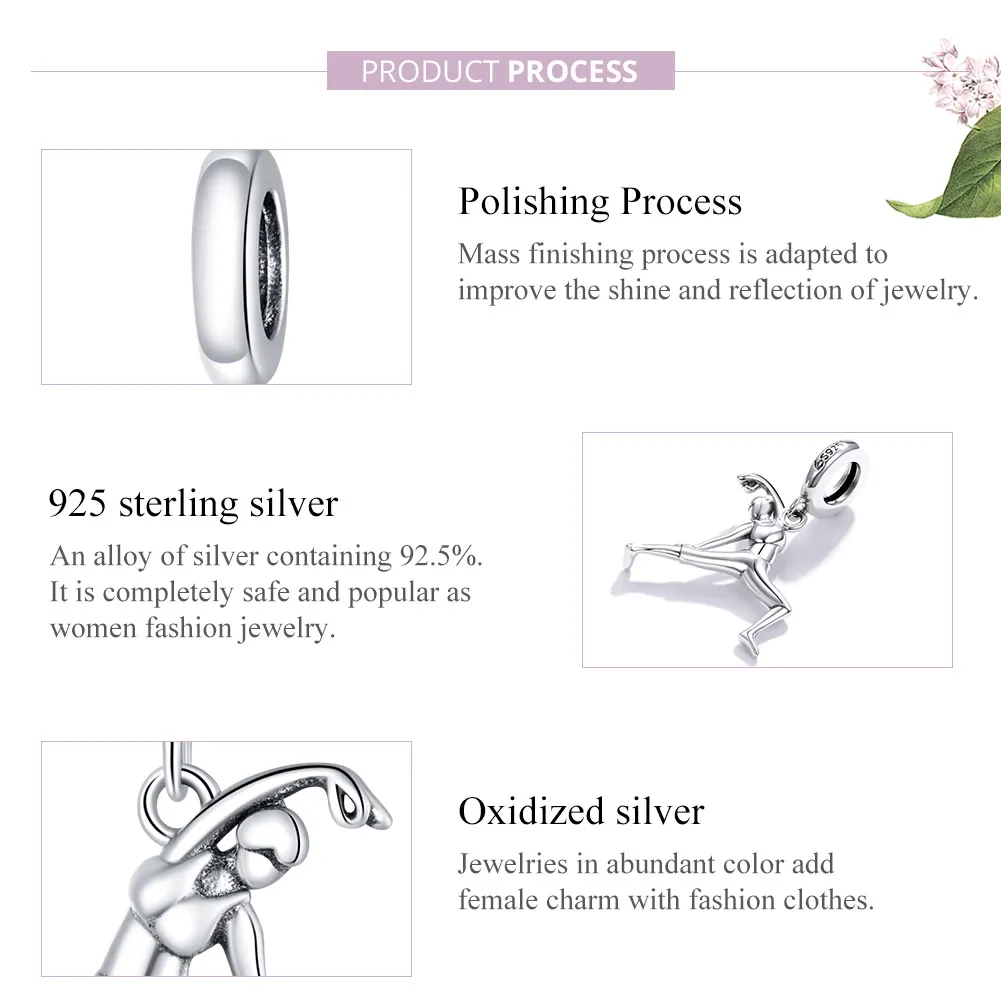 Pandora Style Silver Gymnastics Dangle - BSC386