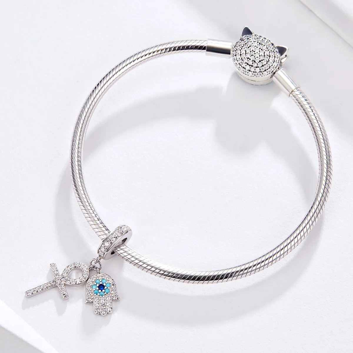 Pandora Style Silver Hand of Fatima Dangle - BSC084