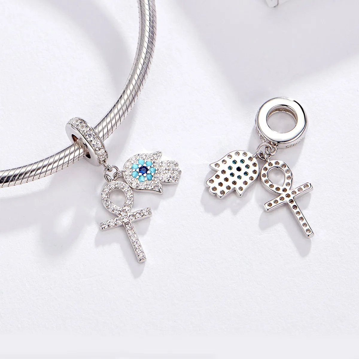 Pandora Style Silver Hand of Fatima Dangle - BSC084
