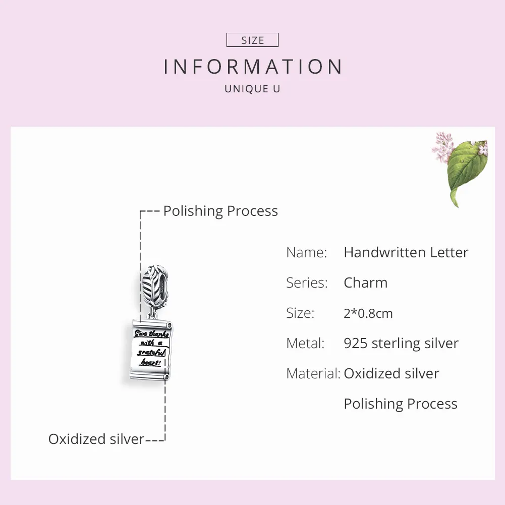Pandora Style Silver Handwritten Letter Dangle - SCC1605