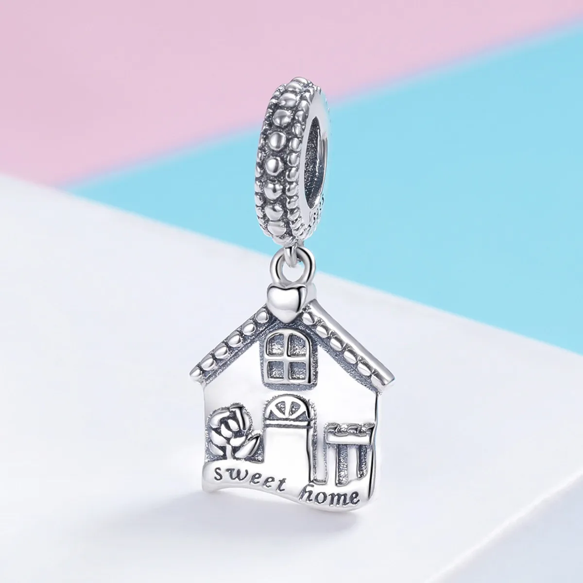 Pandora Style Silver Happy House Dangle - SCC913
