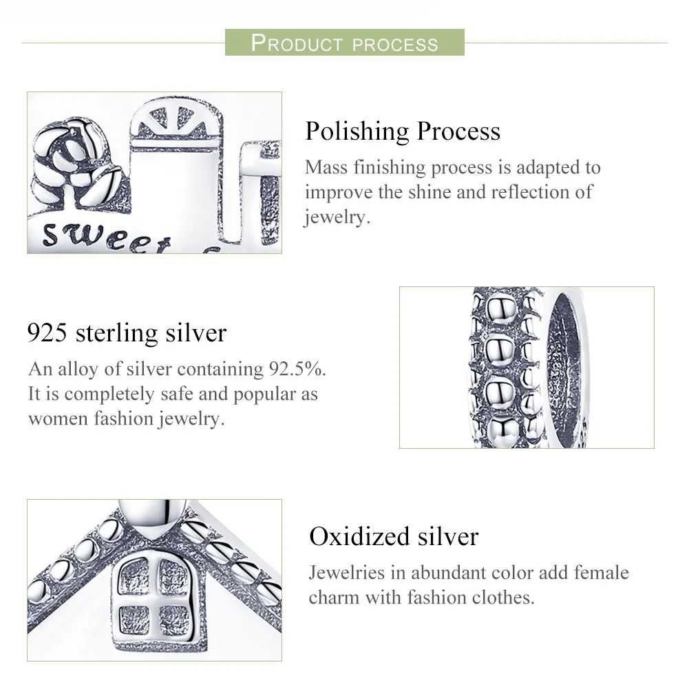 Pandora Style Silver Happy House Dangle - SCC913