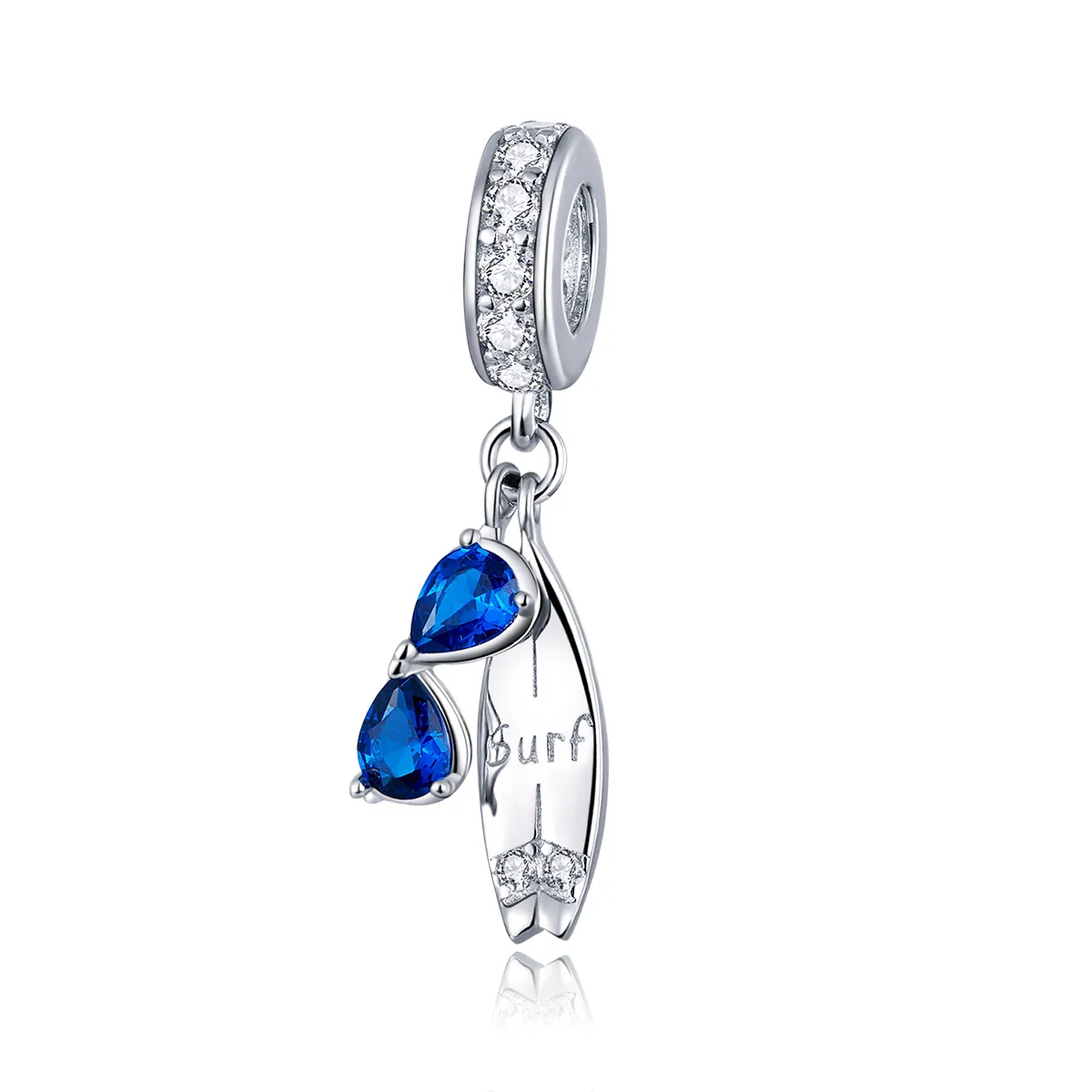 Pandora Style Silver Happy Surfing Dangle - BSC263