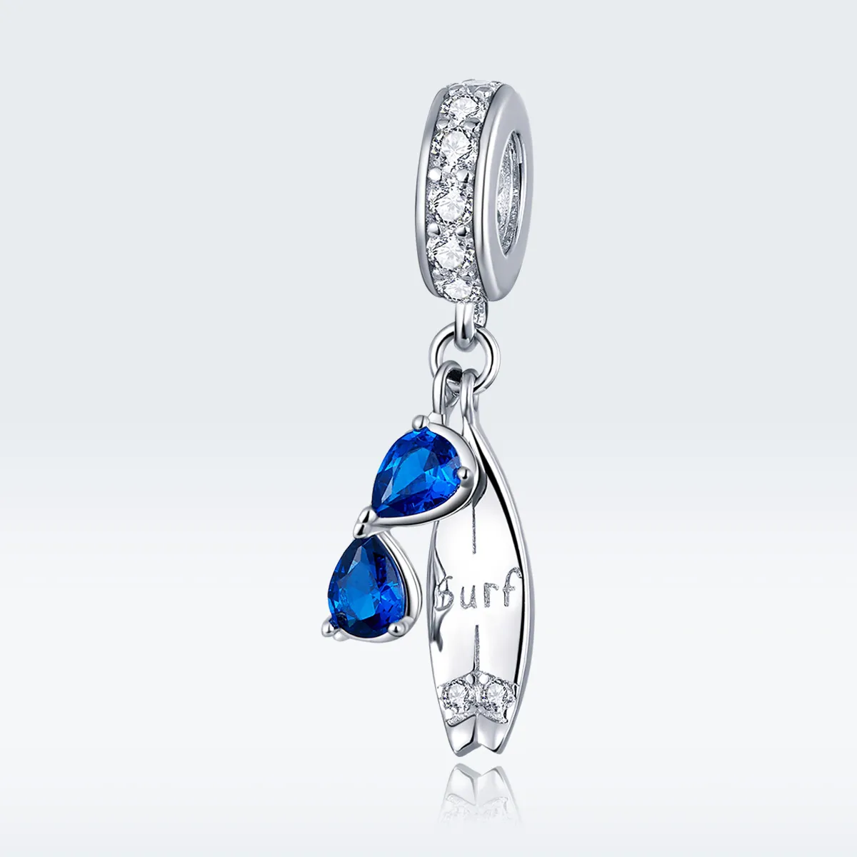 Pandora Style Silver Happy Surfing Dangle - BSC263
