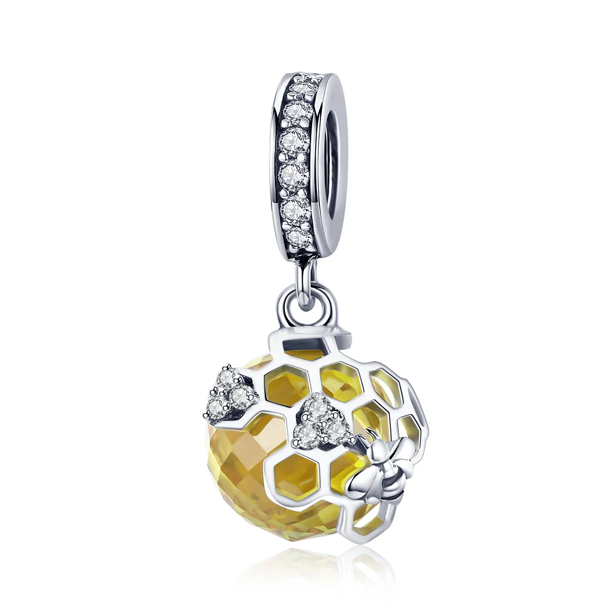 Pandora Style Silver Honeycomb Dangle - SCC879