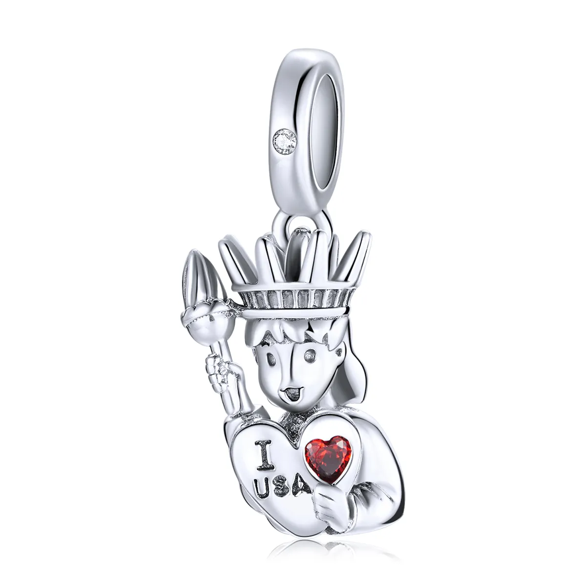 Pandora Style Silver I love USA Dangle - SCC1883