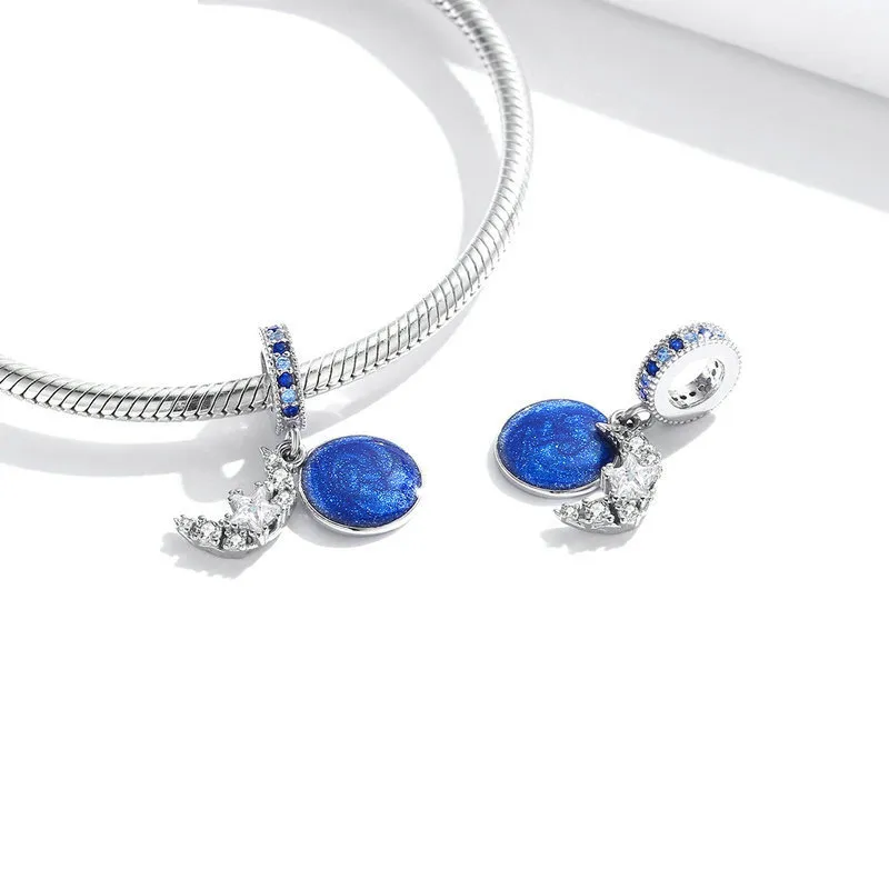 Pandora Style Silver I Love You Moon Dangle - BSC331