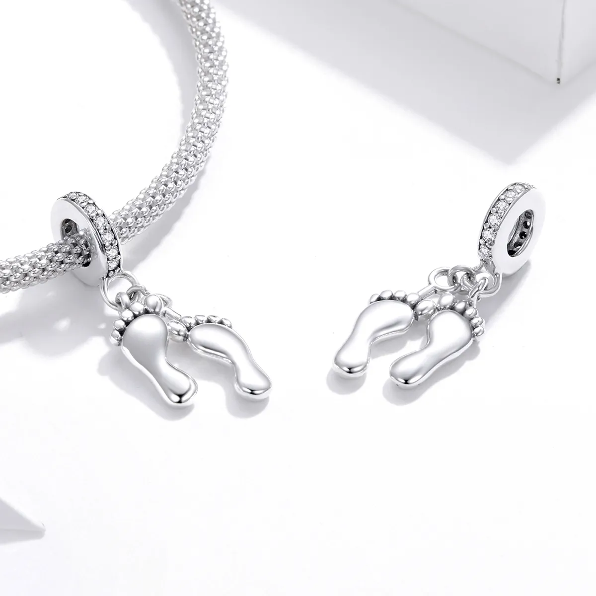 Pandora Style Silver Little Feet Dangle - SCC1692