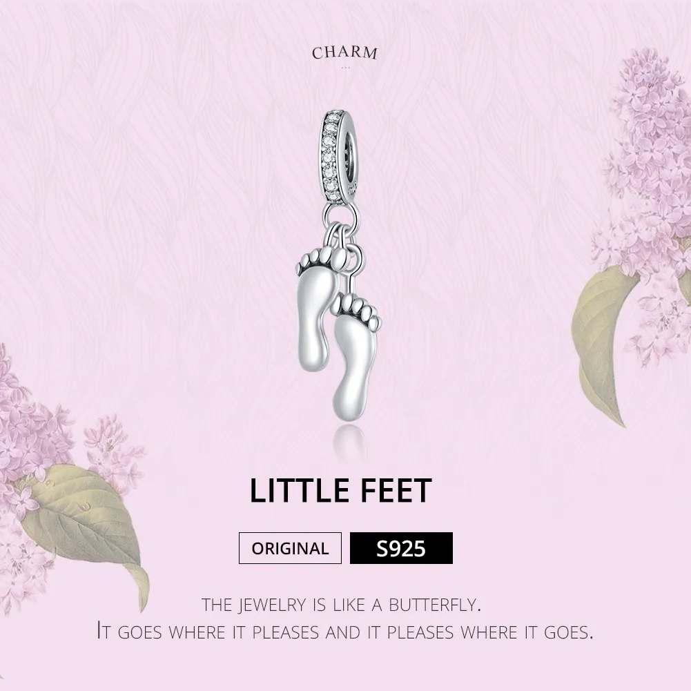 Pandora Style Silver Little Feet Dangle - SCC1692
