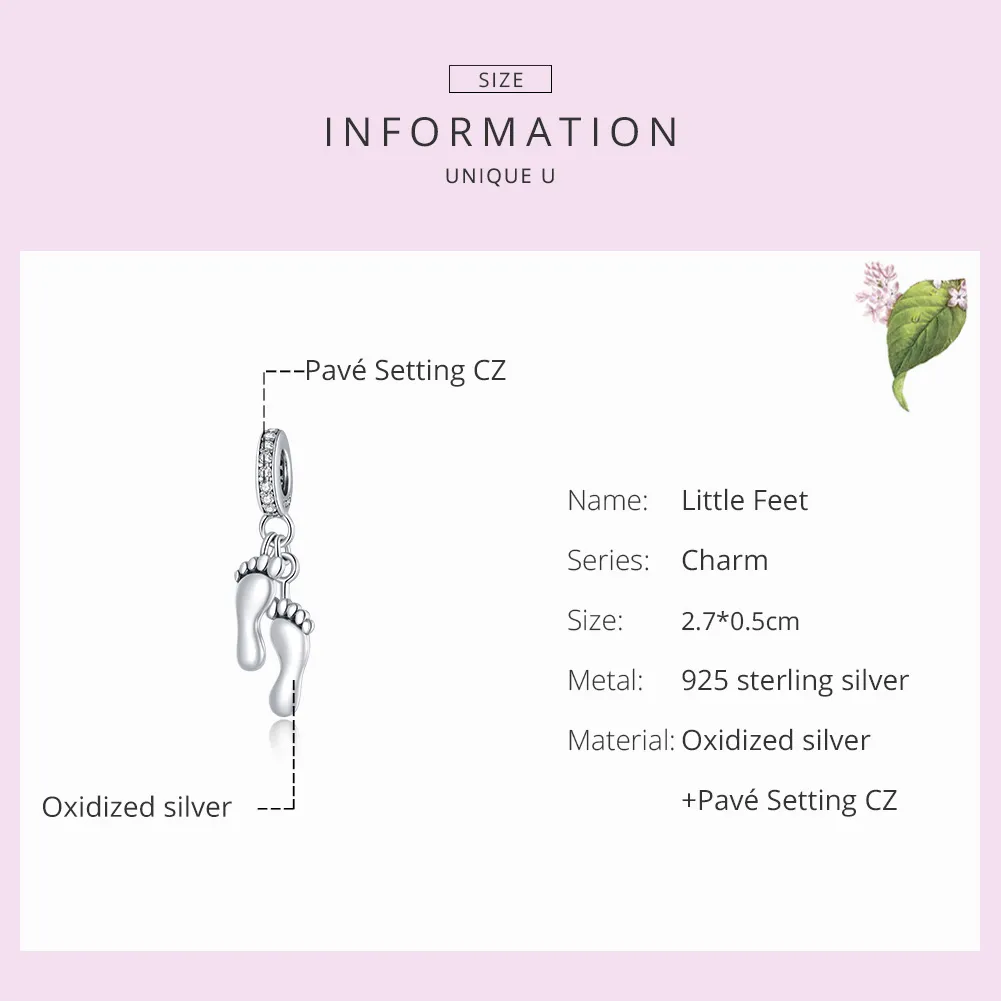 Pandora Style Silver Little Feet Dangle - SCC1692
