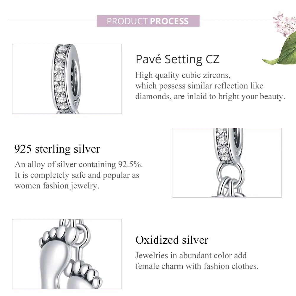 Pandora Style Silver Little Feet Dangle - SCC1692