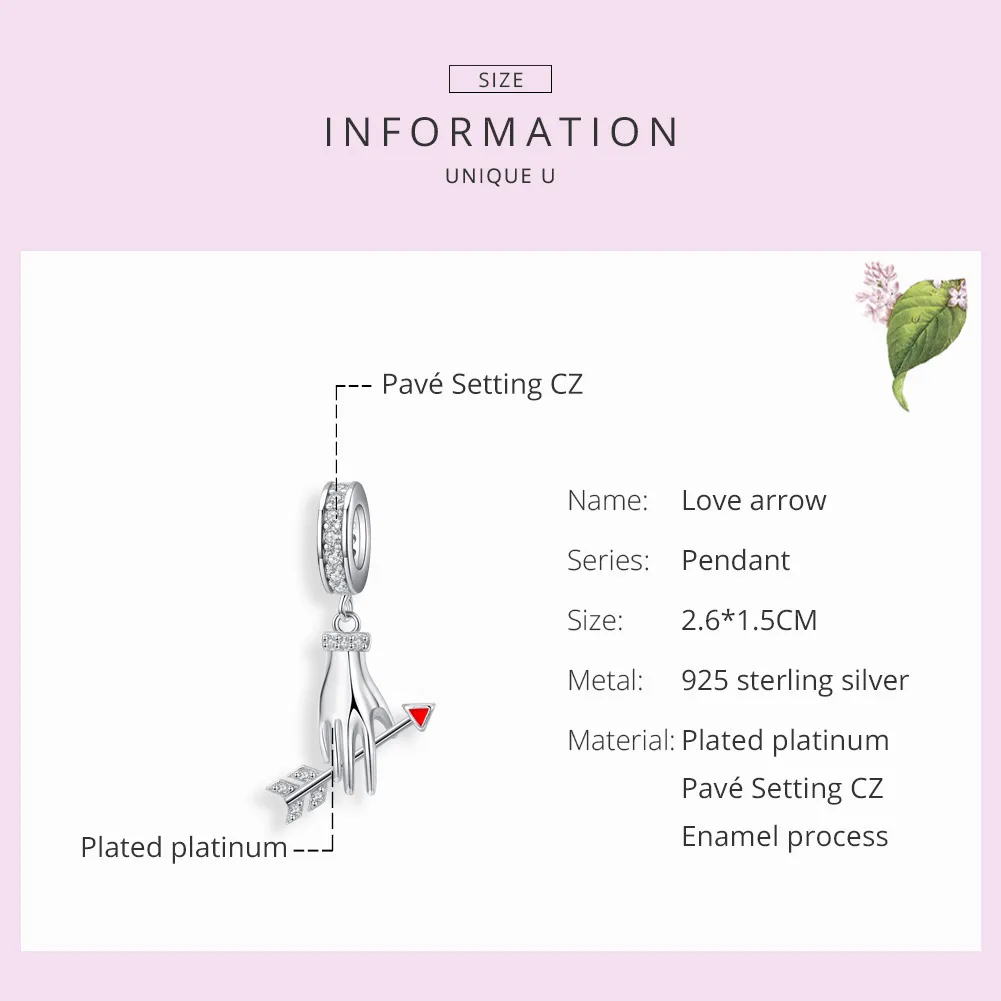 Pandora Style Silver Love Arrow Dangle - SCC1375