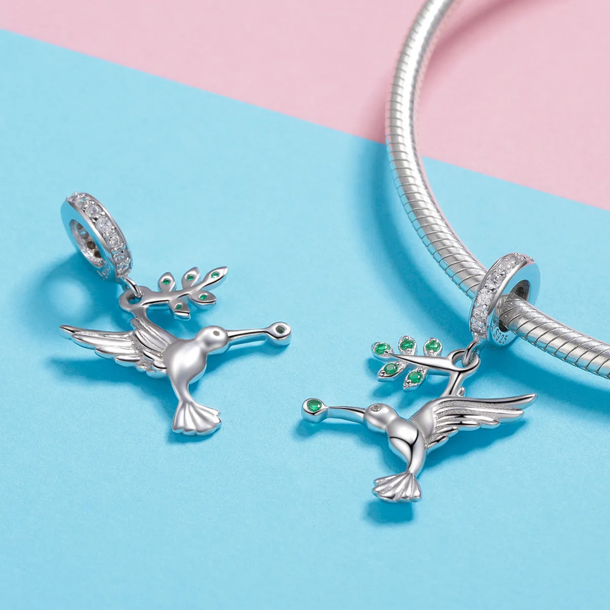 Pandora Style Silver Lovely Flying Birds Dangle - SCC982