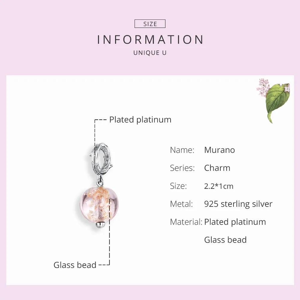 Pandora Style Silver Murano Dangle - SCC1496