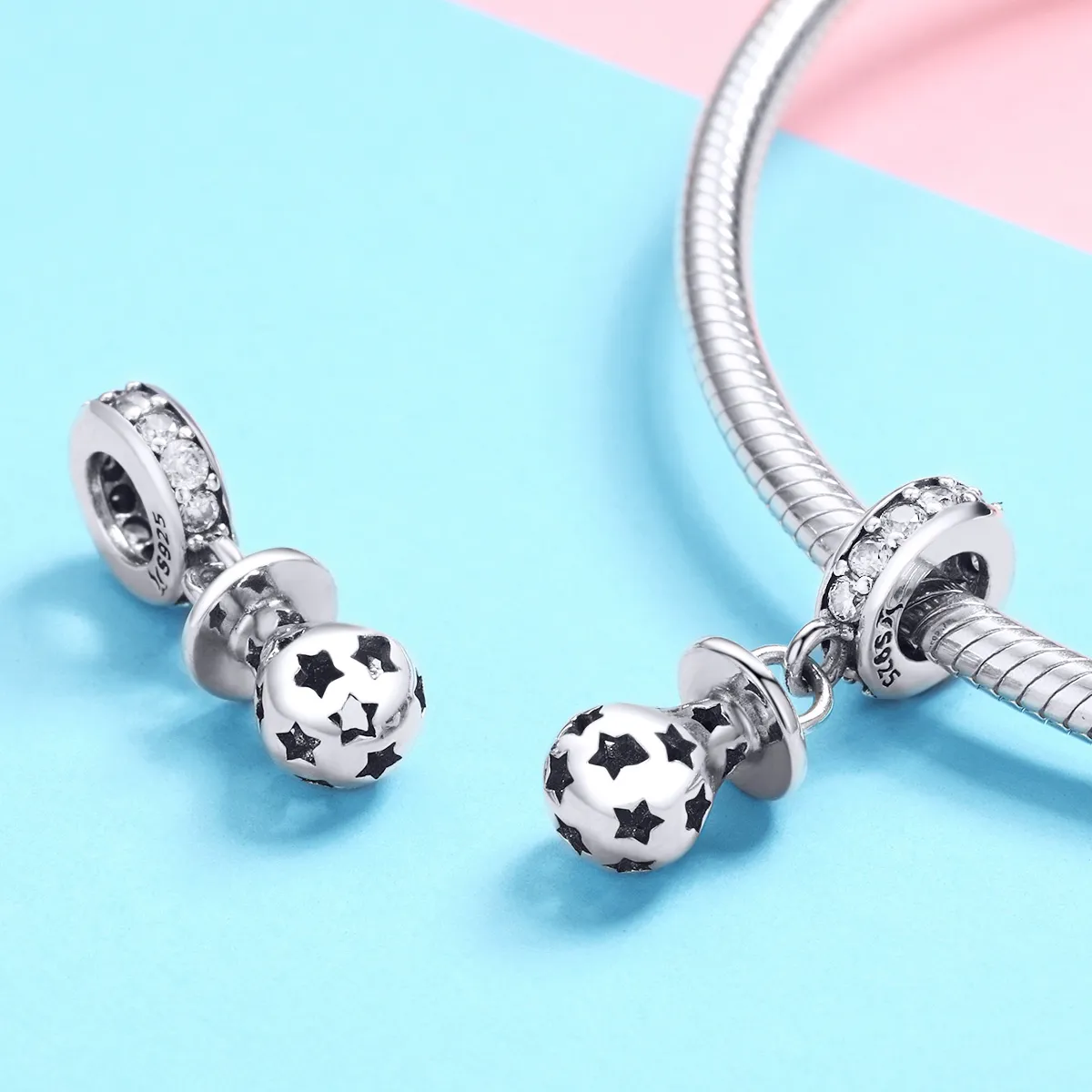 Pandora Style Silver Pacifier Dangle - SCC891
