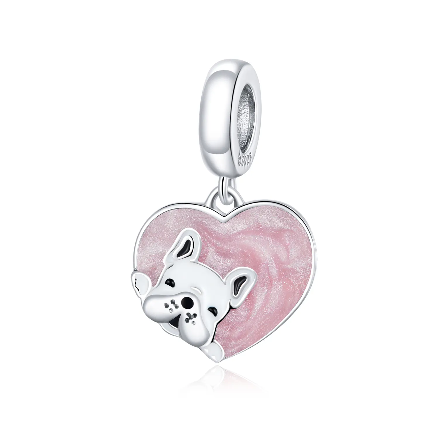 Pandora Style Silver Puppy With Love Dangle - BSC360