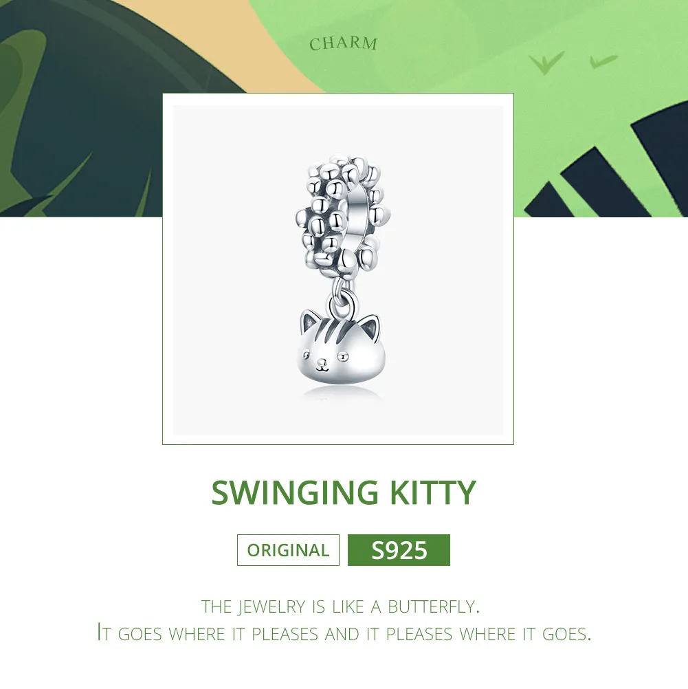 Pandora Style Silver Swing The Kitten Dangle - SCC1871