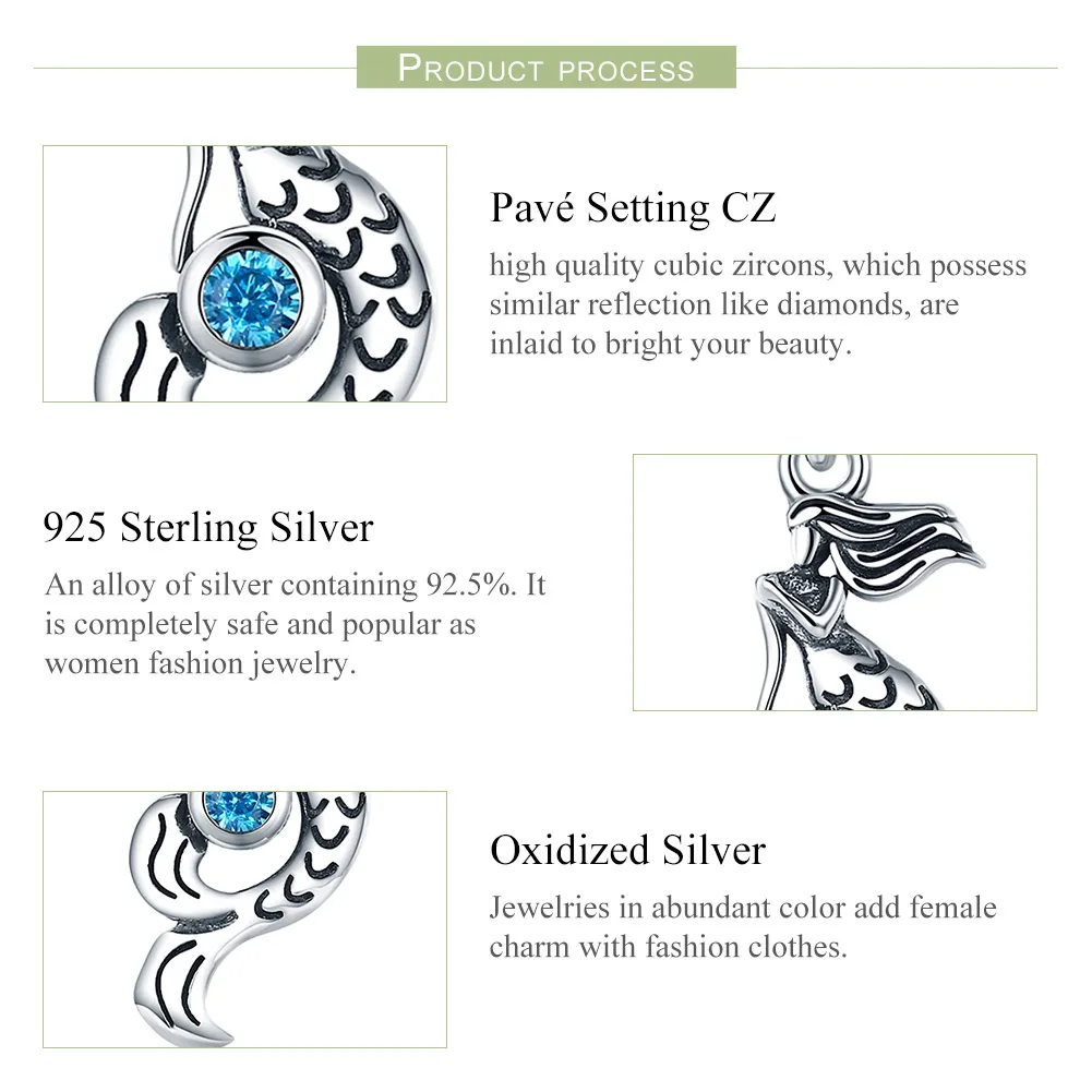 Pandora Style Silver The Thought of Mermaids Dangle - SCC824