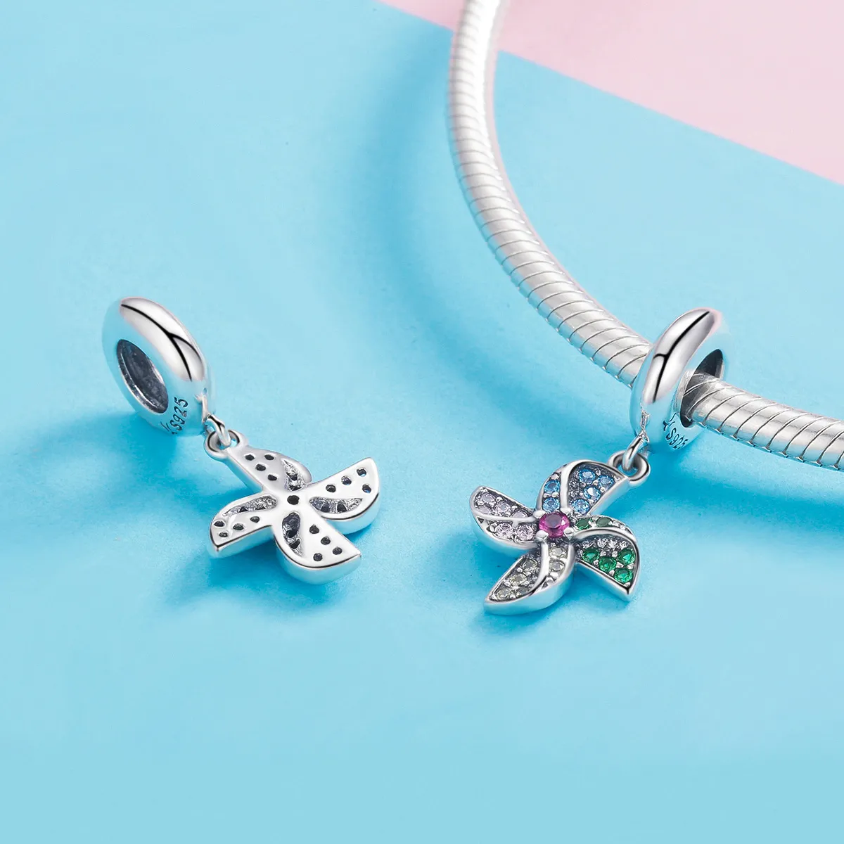 Pandora Style Silver Windmill Dangle - SCC971