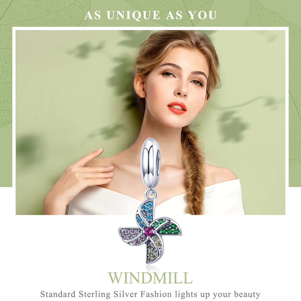 Pandora Style Silver Windmill Dangle - SCC971