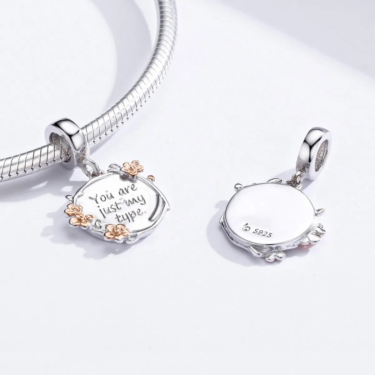 Pandora Style Two Tone Bicolor You Are Just My Type Dangle - BSC147