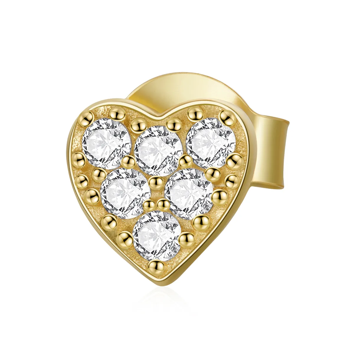 Pandora Style 18ct Gold Plated Asymmetric Heart Stud Earrings - SCE1056