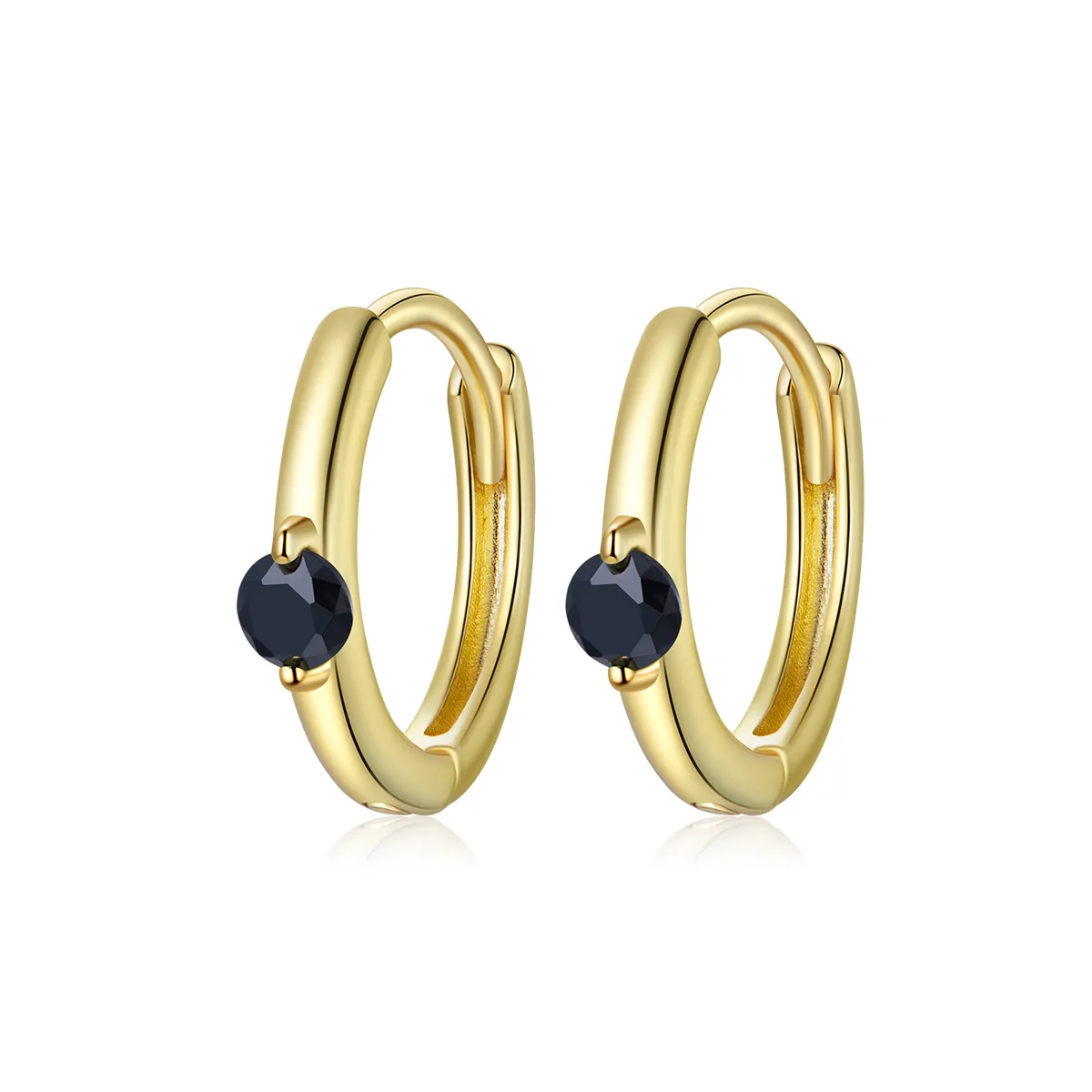 Pandora Style 18ct Gold Plated Ball Hoop Earrings - SCE1050-BK