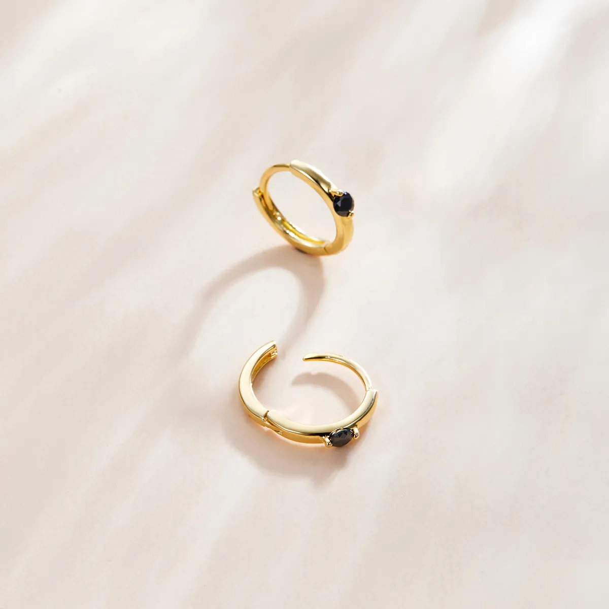 Pandora Style 18ct Gold Plated Ball Hoop Earrings - SCE1050-BK