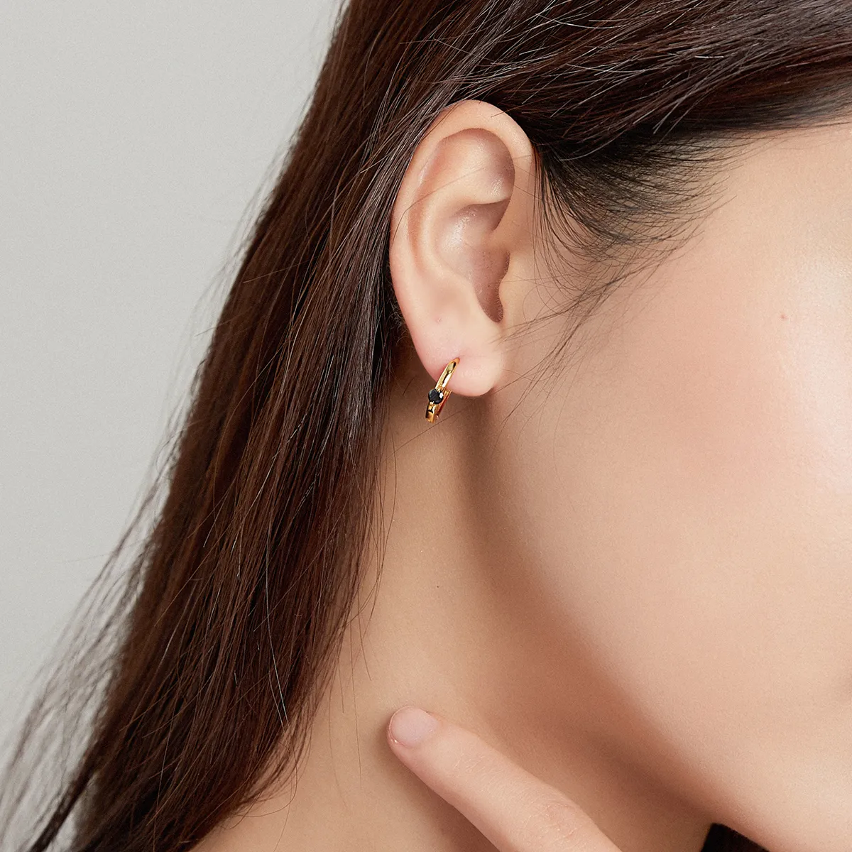 Pandora Style 18ct Gold Plated Ball Hoop Earrings - SCE1050-BK