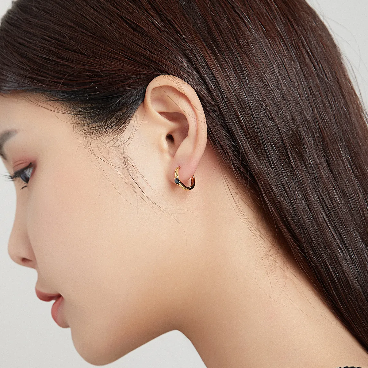 Pandora Style 18ct Gold Plated Ball Hoop Earrings - SCE1050-BK