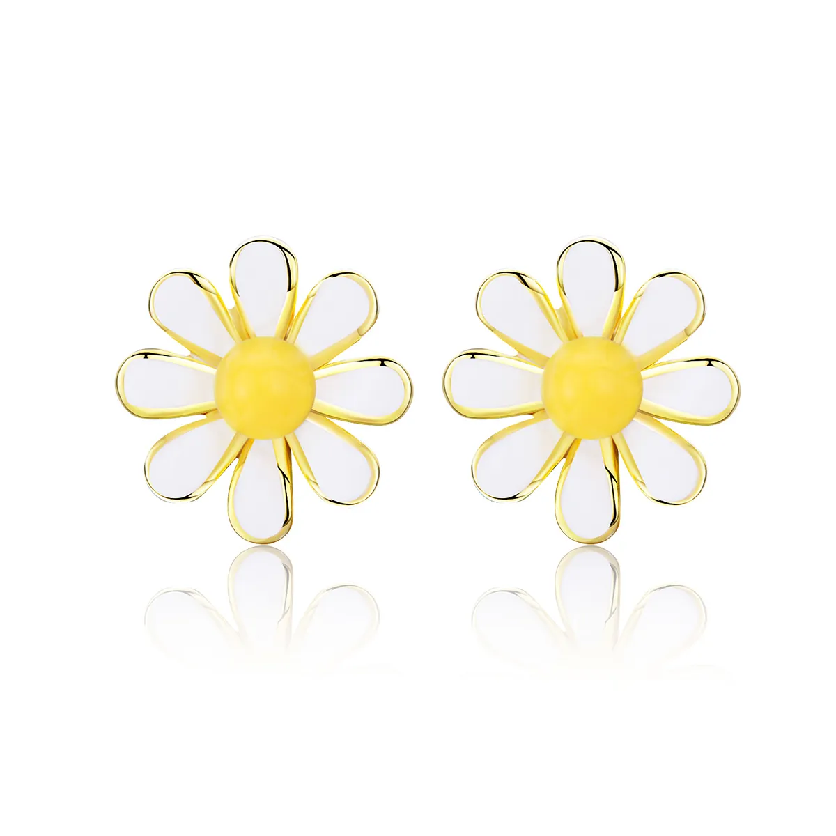 Pandora Style 18ct Gold Plated Daisy Stud Earrings - BSE203