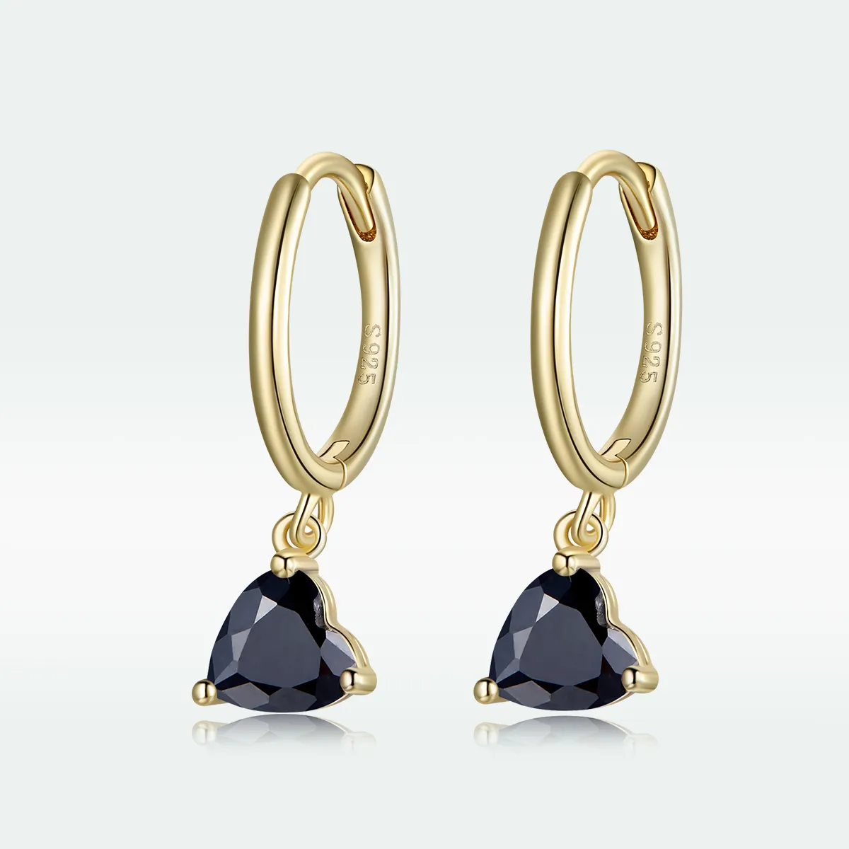 Pandora Style 18ct Gold Plated Heart Drop Dangle Earrings - SCE1019-BK