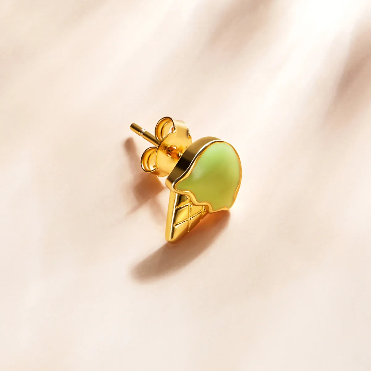 Pandora Style 18ct Gold Plated Ice-Cream Stud Earrings - SCE1159