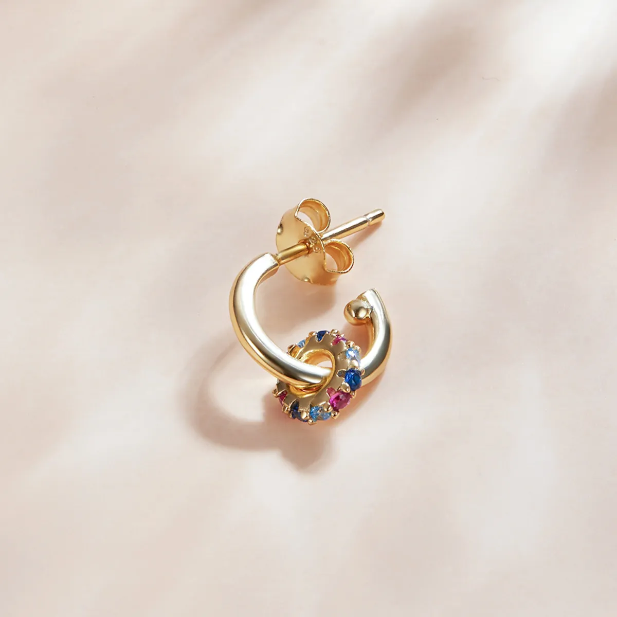 Pandora Style 18ct Gold Plated Mysterious Spain Colorful Circle Hoop Earrings - SCE1148