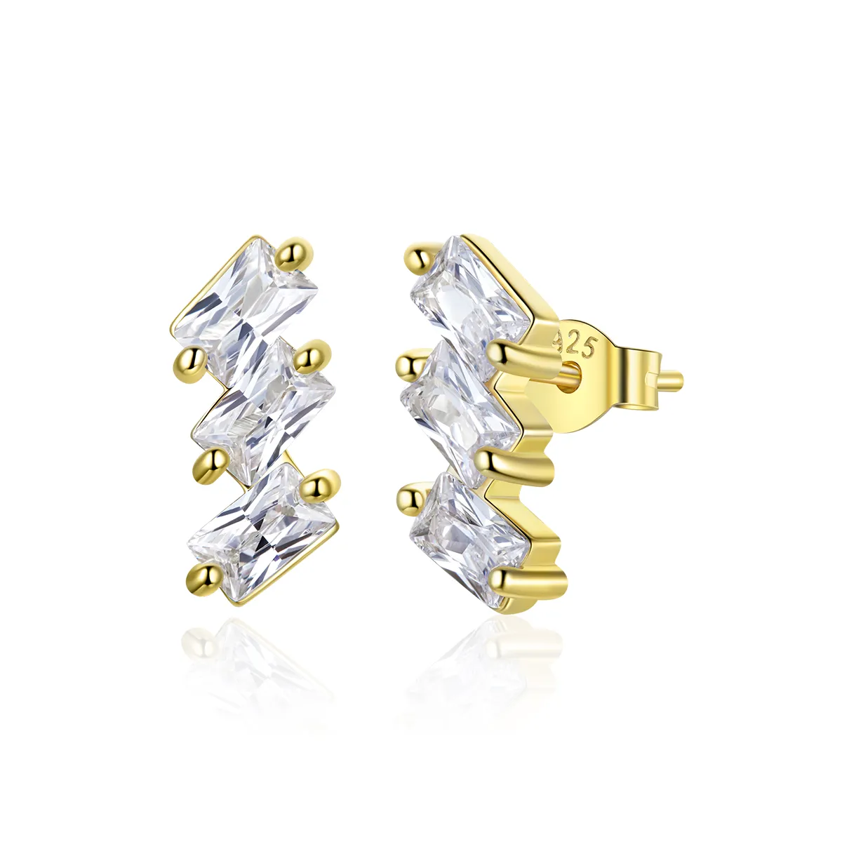 Pandora Style 18ct Gold Plated Solid Stud Earrings - SCE1051-B