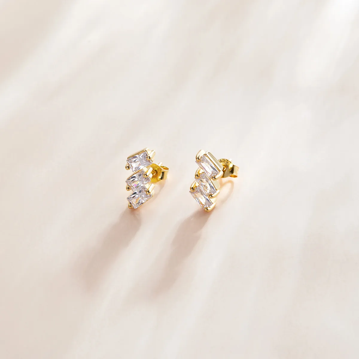 Pandora Style 18ct Gold Plated Solid Stud Earrings - SCE1051-B