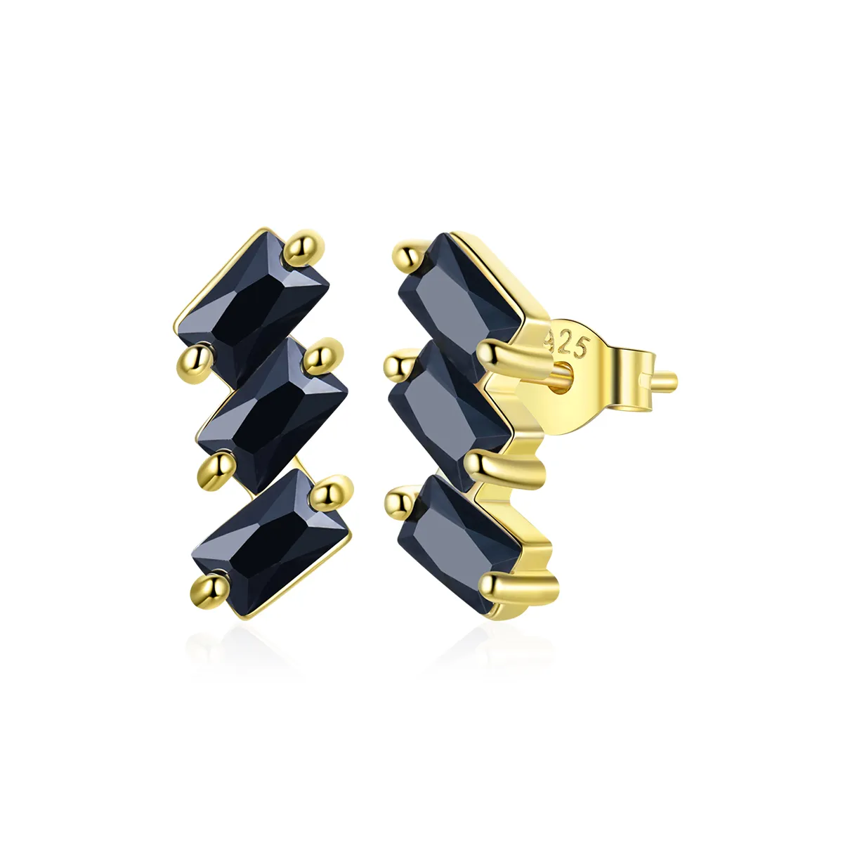 Pandora Style 18ct Gold Plated Solid Stud Earrings - SCE1051-BK