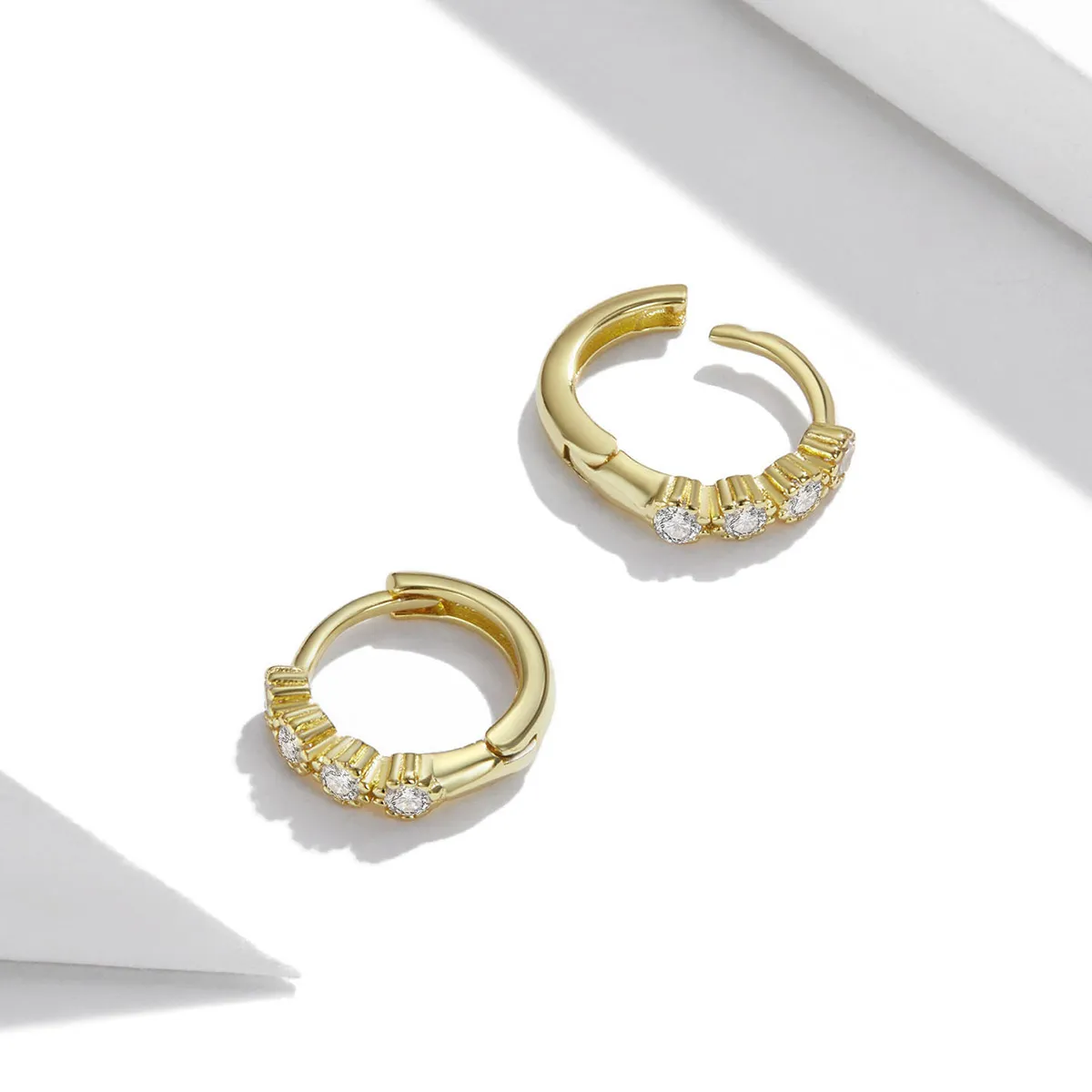 Pandora Style 18ct Gold Plated Stylish Hoop Earrings - SCE1126