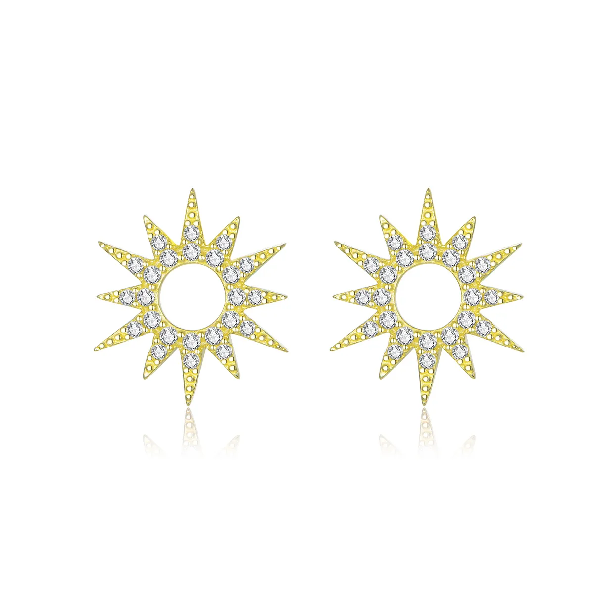 Pandora Style 18ct Gold Plated Sun Stud Earrings - BSE256