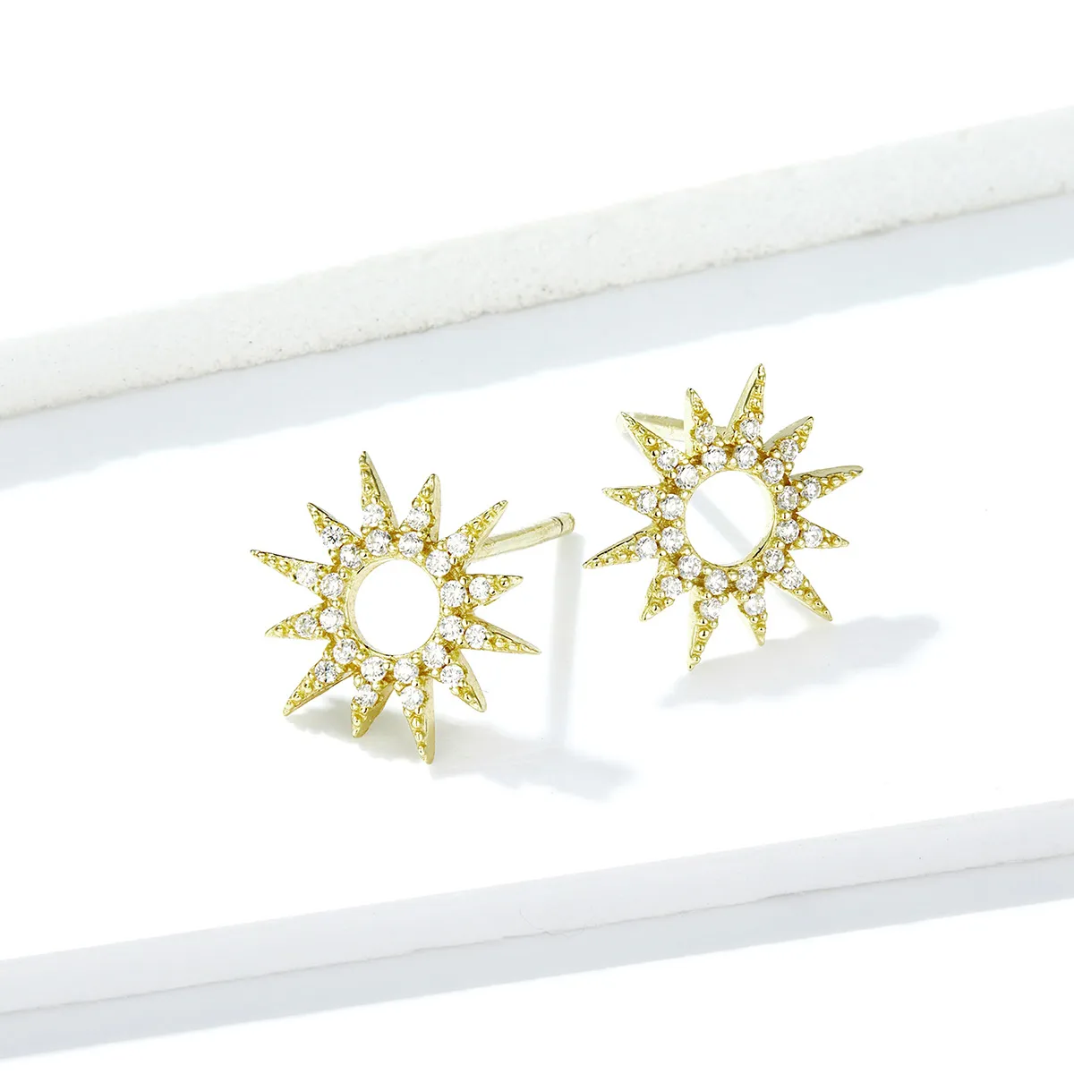 Pandora Style 18ct Gold Plated Sun Stud Earrings - BSE256