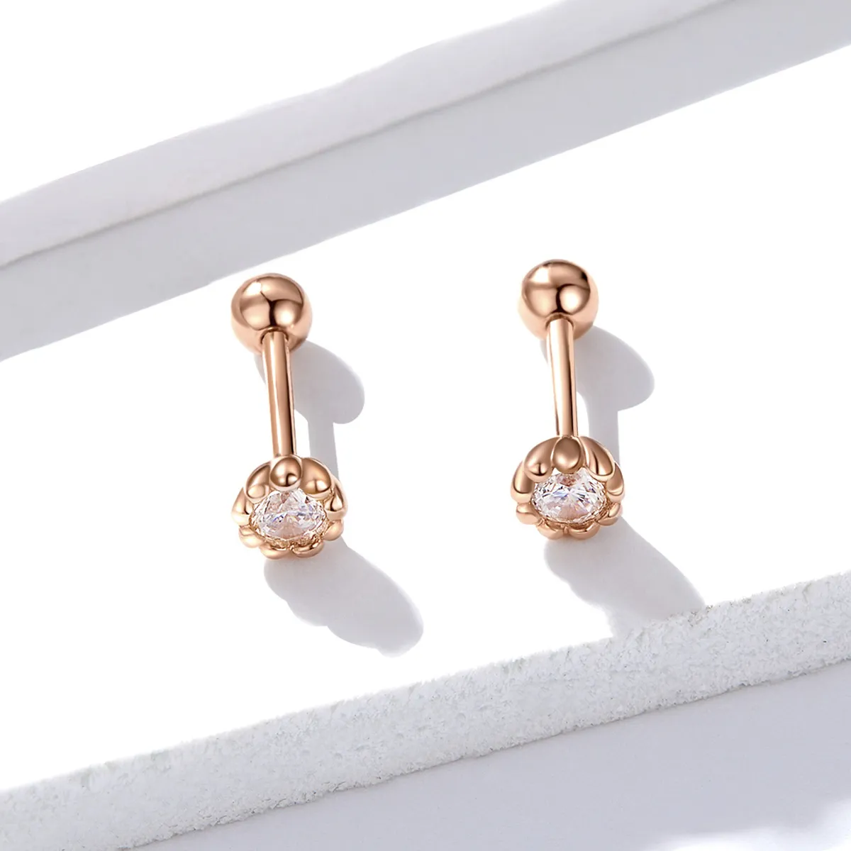 Pandora Style Rose Gold Gentle Shine Stud Earrings - BSE219