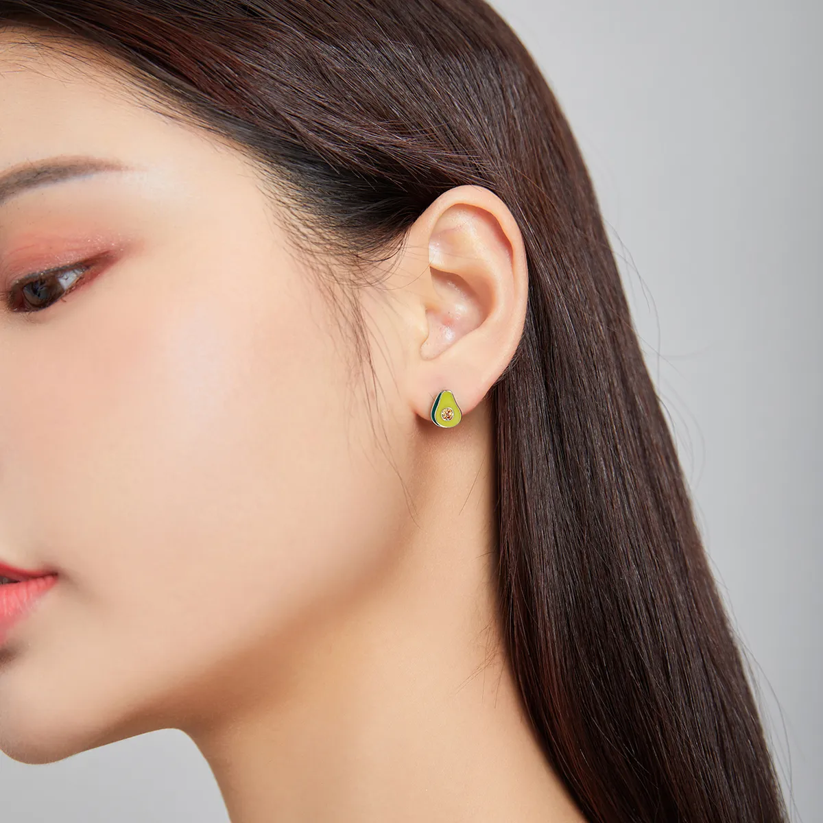 Pandora Style Silver Avocado Stud Earrings - SCE1015